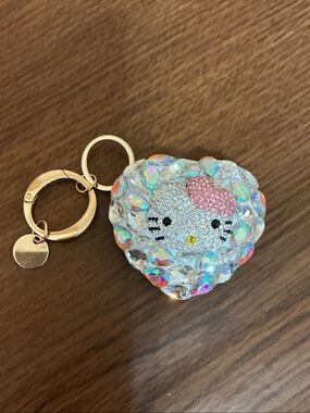 New Crystal Hello Kitty Heart Keychain - Iridescent Pink Accent